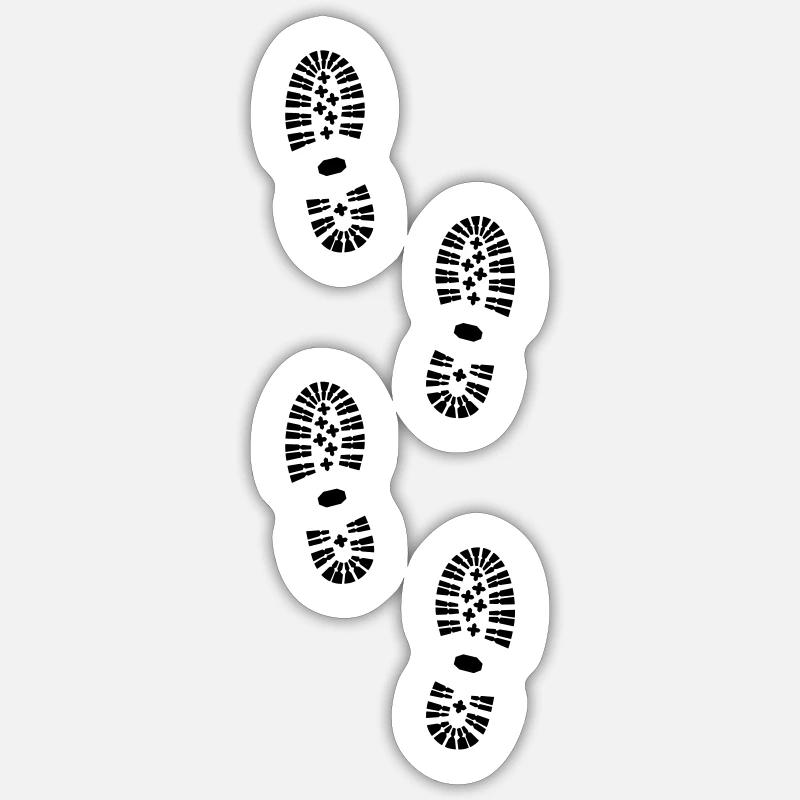 Footprints, hiking (super cheap) - Sticker size S (10 x 10 cm) - white matte