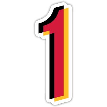 1 Number Germany Jersey Number Black Red Gold - Sticker size S (10 x 10 cm) - white matte - Front