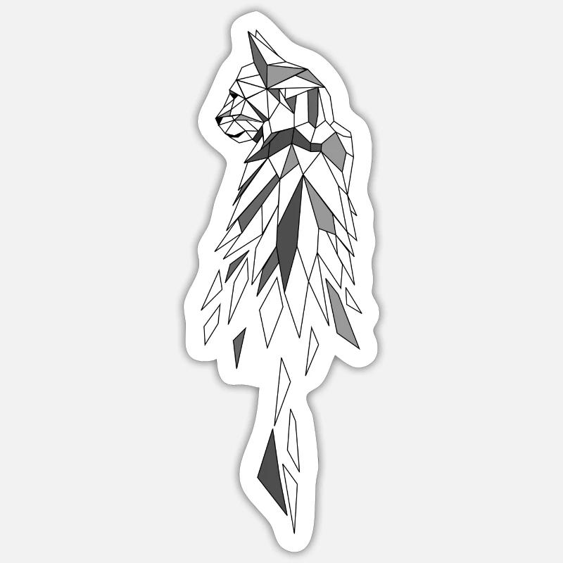 Chat gris Polygone - Sticker taille S (10 x 10 cm) - blanc mat