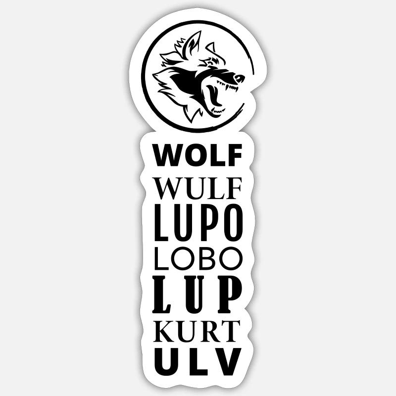 GOWILD Wolf Design in 7 languages Sticker size S (10 x 10 cm)