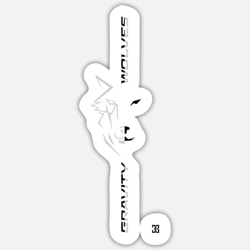 Loups de gravité centrés demi-face arrière Sticker taille S (10 x 10 cm)