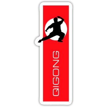 Drapeau Qigong - Sticker taille S (10 x 10 cm) - blanc mat - Devant