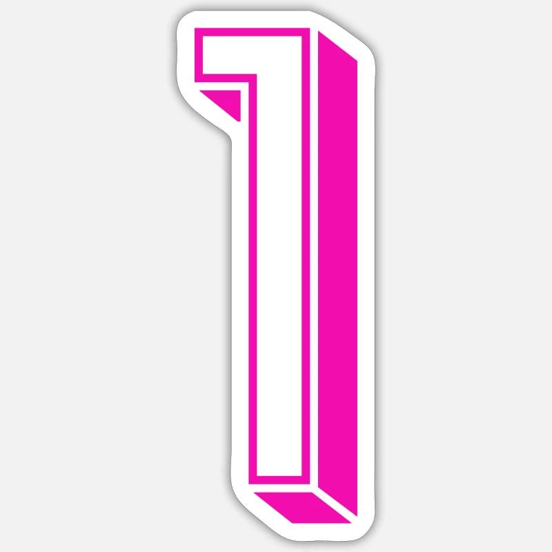 Zahl eins - Nummer 1 pink Mädchen Trikotnummer Sticker Größe S (10 x 10 cm)
