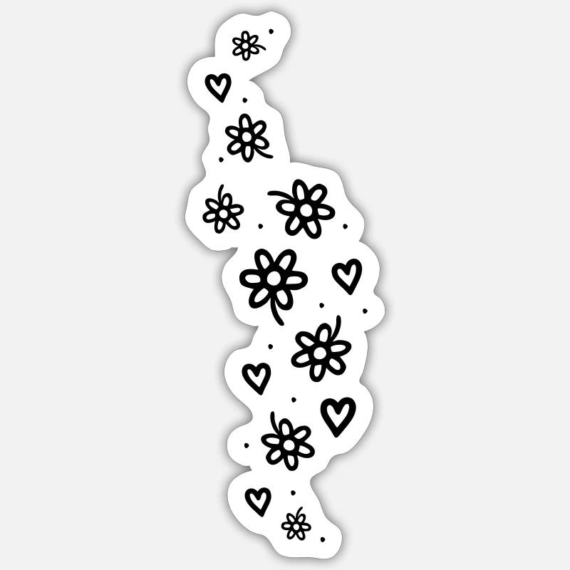 Blumen Glitzer - Sticker Größe S (10 x 10 cm) - Mattweiß