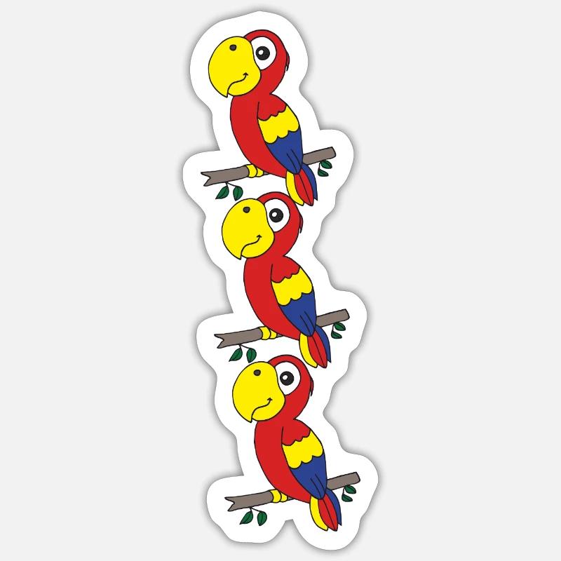Triplettes perroquets - Sticker taille S (10 x 10 cm) - blanc mat
