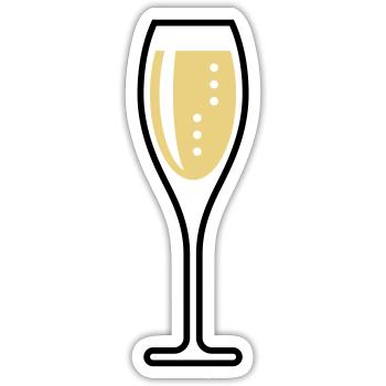 XSektglas (Sekt / Oval / Zu / 2C) - Sticker Größe S (10 x 10 cm) - Mattweiß - Vorne