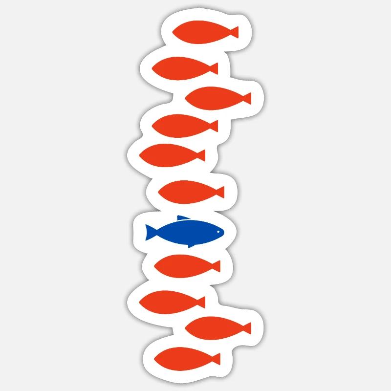 Poisson unique  - Sticker taille S (10 x 10 cm) - blanc mat