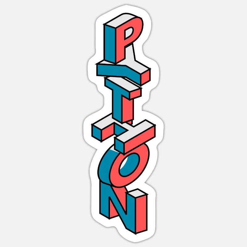 Programmer Python en 3D isométrique - Sticker taille S (10 x 10 cm) - blanc mat