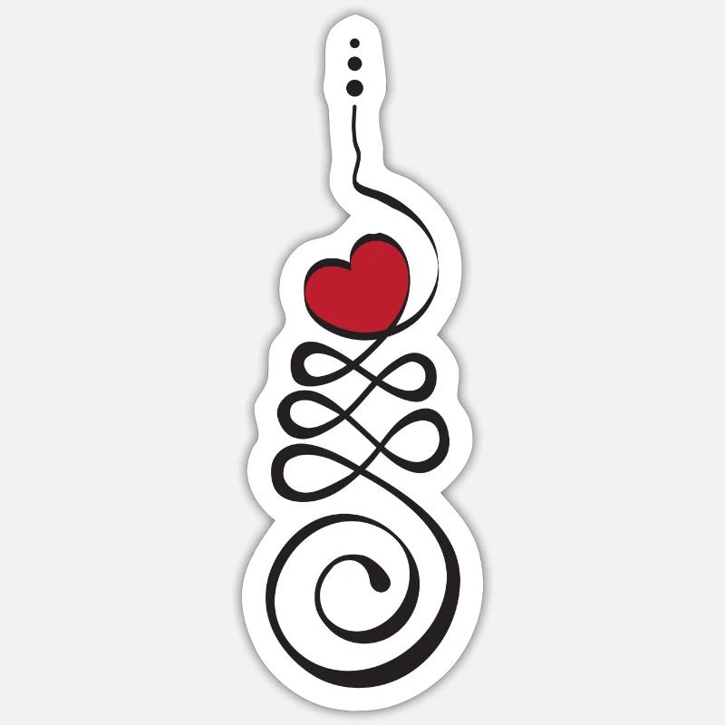 Einzigartiges Unalome Herz - Sticker Größe S (10 x 10 cm) - Mattweiß