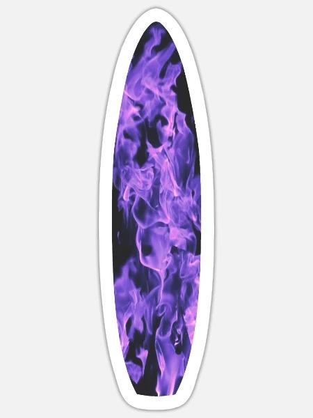 Surfboard mit blauen Flammen - Sticker Größe S (10 x 10 cm) - Mattweiß