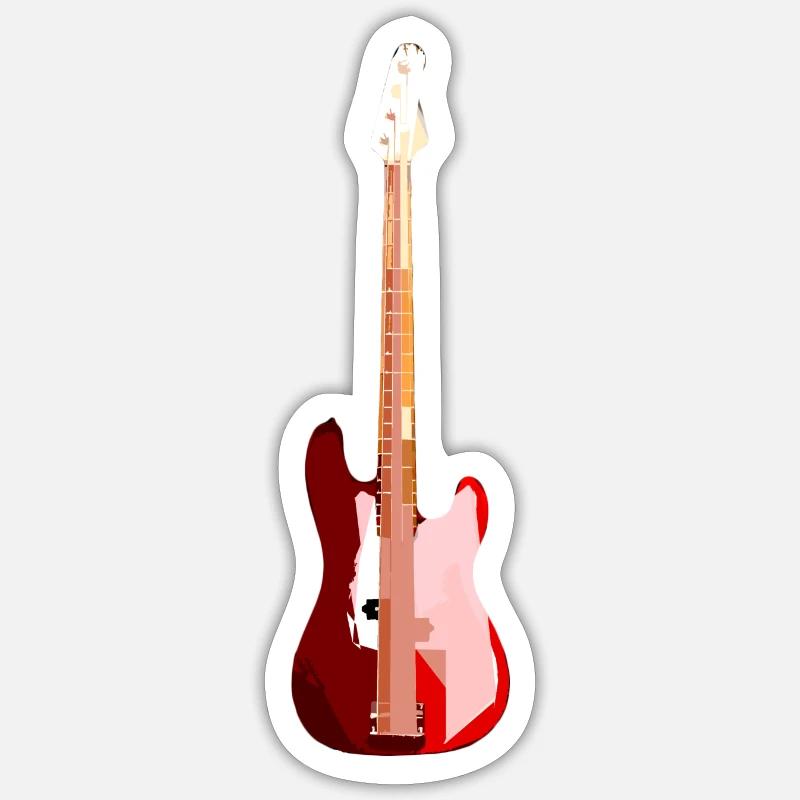 GUITARE BASSE - Sticker taille S (10 x 10 cm) - blanc mat
