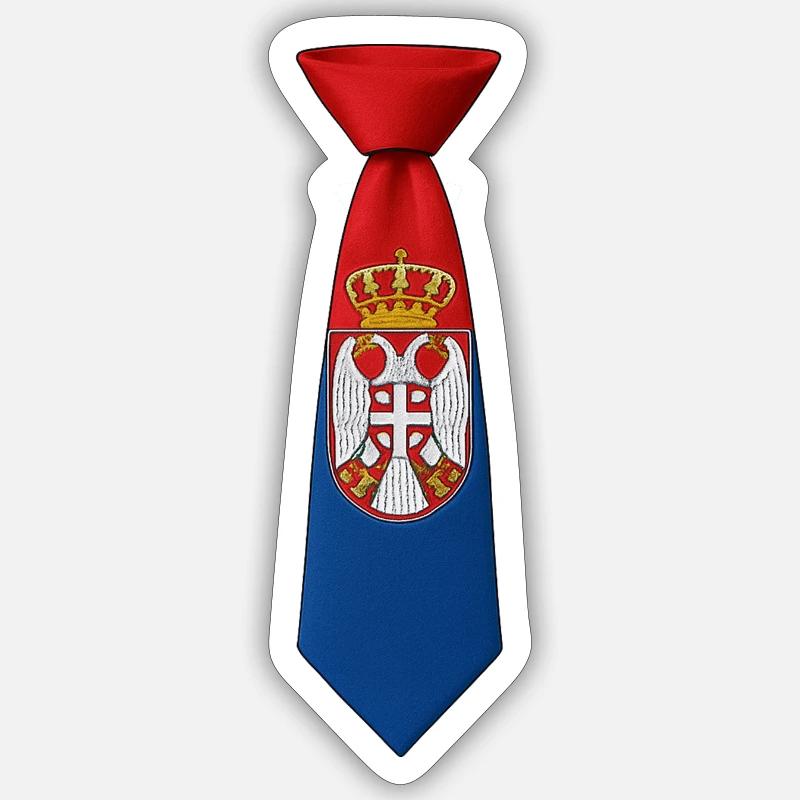 Cravate Serbie – Conception du drapeau - Sticker taille S (10 x 10 cm) - blanc mat