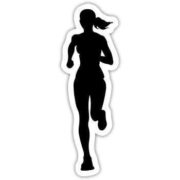 Marathon Runner Woman Running Silhouette - Sticker size S (10 x 10 cm) - white matte - Front