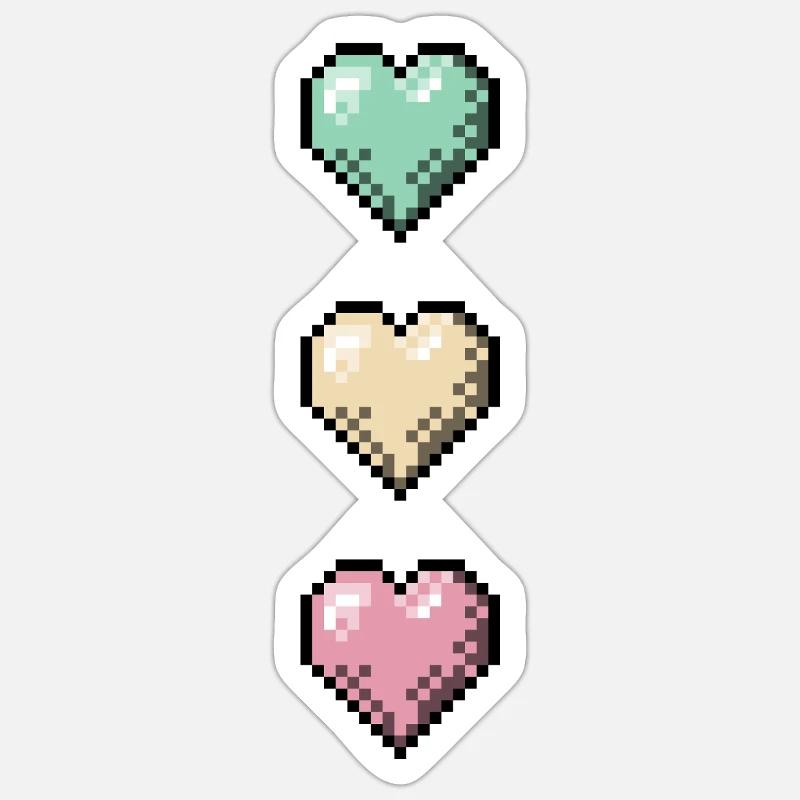 Retro Pixel Art Hearts Stack Sticker Größe S (10 x 10 cm)