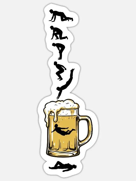 Bier Woche | Evolution | Bierglas | Saufen - Sticker Größe S (10 x 10 cm) - Mattweiß