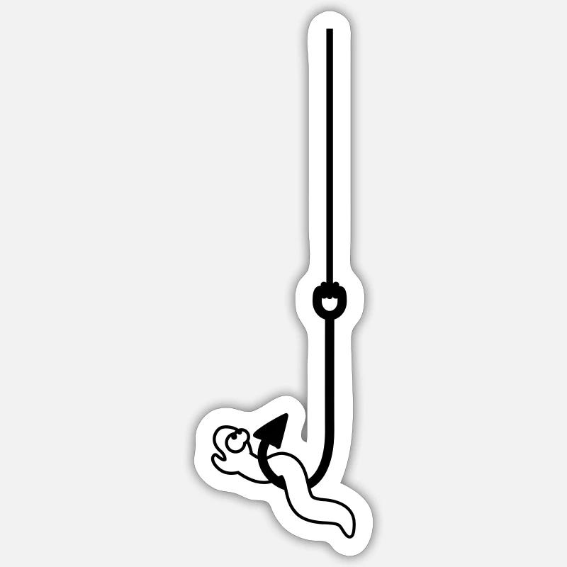 Worm On The Hook - Sticker Größe S (10 x 10 cm) - Mattweiß