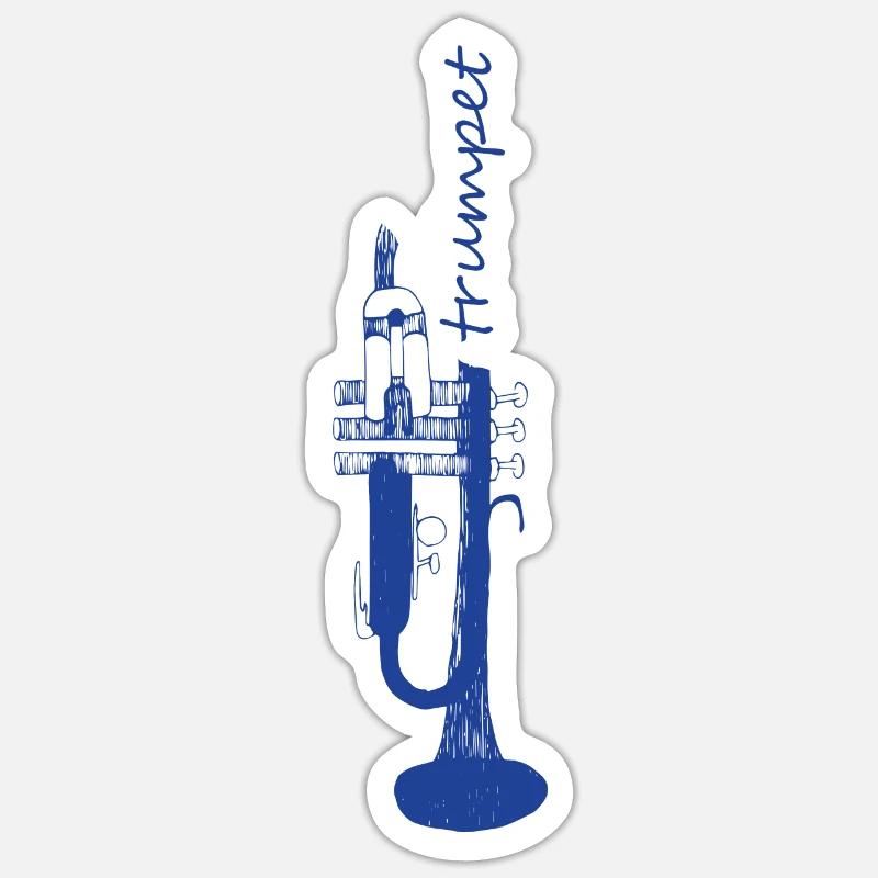trompette - Sticker taille S (10 x 10 cm) - blanc mat