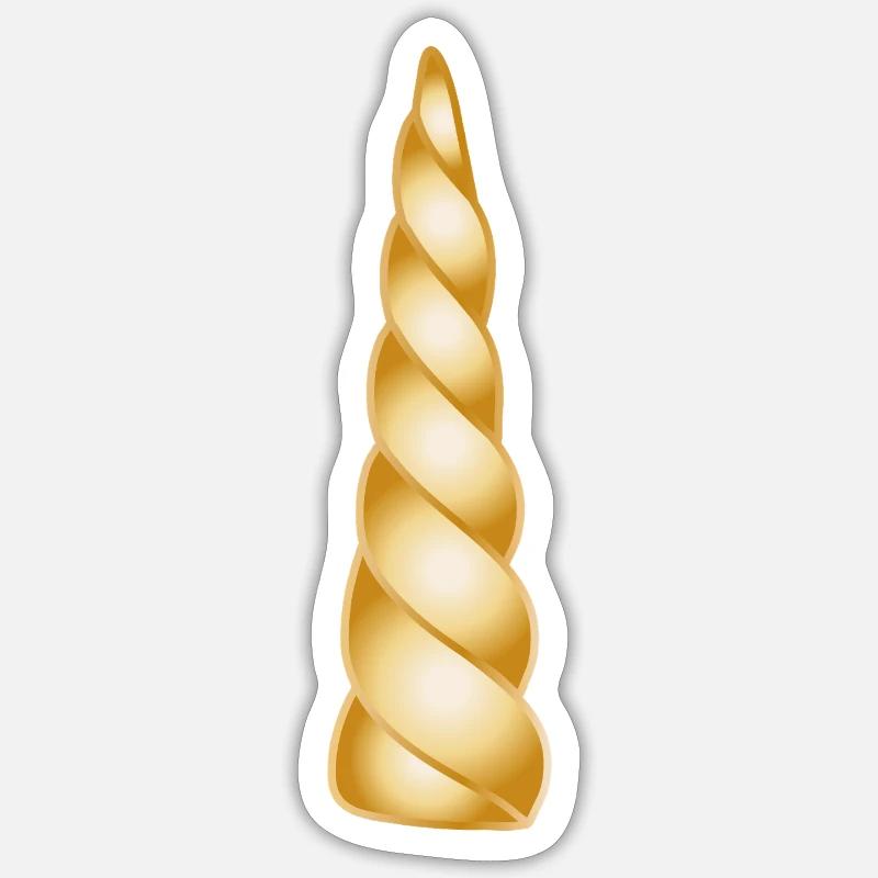 Corno a spirale d'oro – Oggetto di design magico - Sticker formato S (10 x 10 cm) - bianco opaco