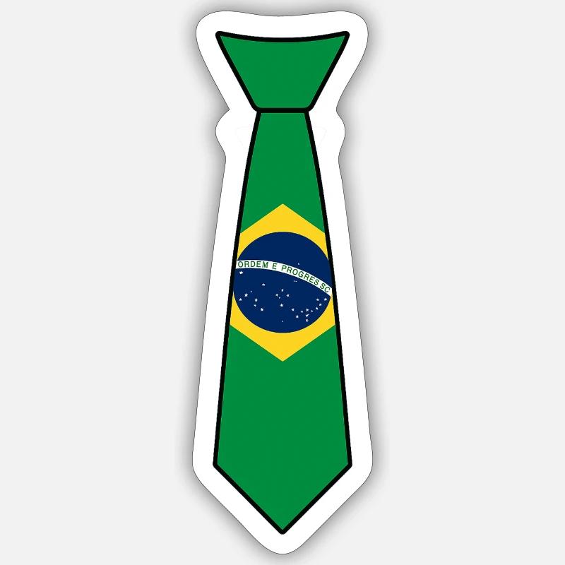 Cravate Brésil – Drapeau - Sticker taille S (10 x 10 cm) - blanc mat