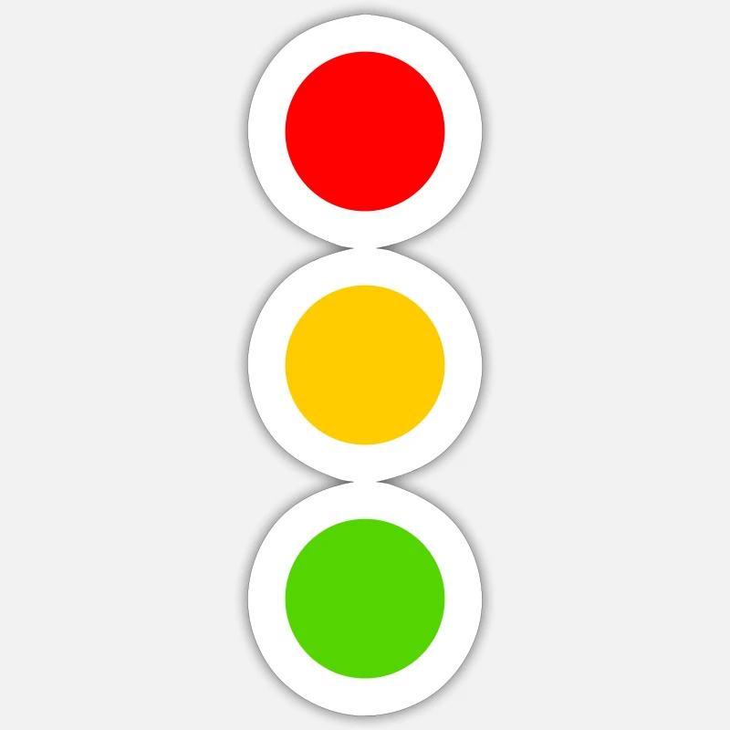 Costume de feu de circulation Rouge Jaune Vert Points Carnaval - Sticker taille S (10 x 10 cm) - blanc mat