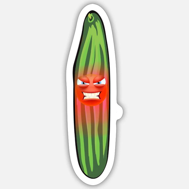 Wütende Gurke, Gurken, Comic, Gurke - Sticker Größe S (10 x 10 cm) - Mattweiß