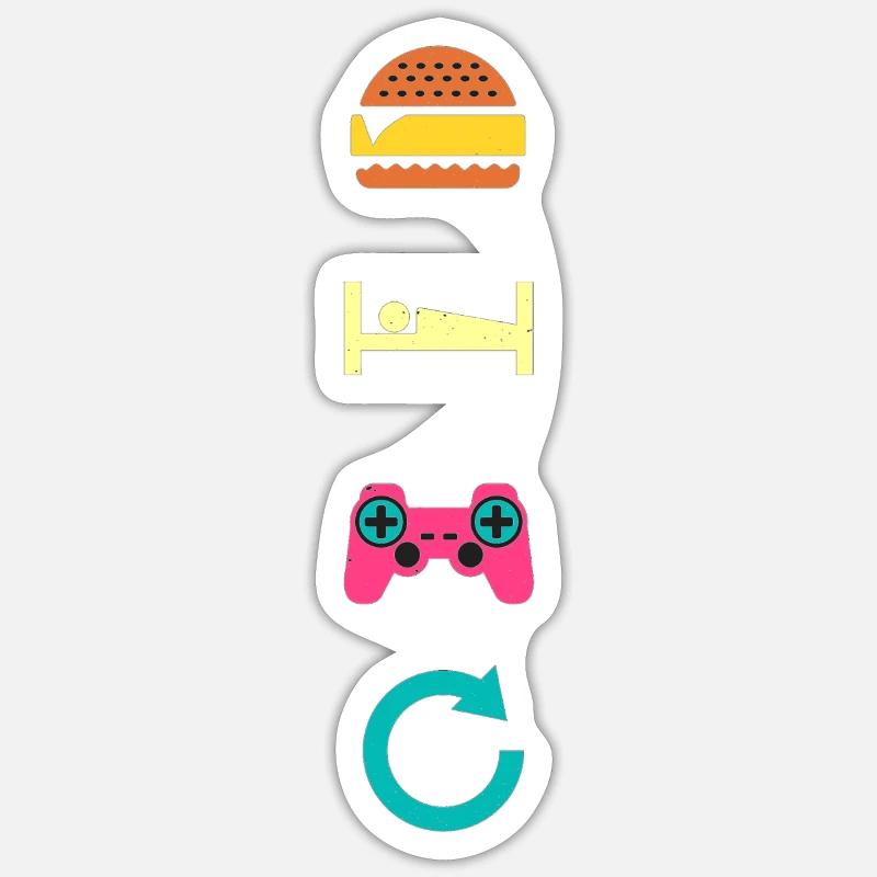 eat sleep game repeat - Sticker size S (10 x 10 cm) - white matte