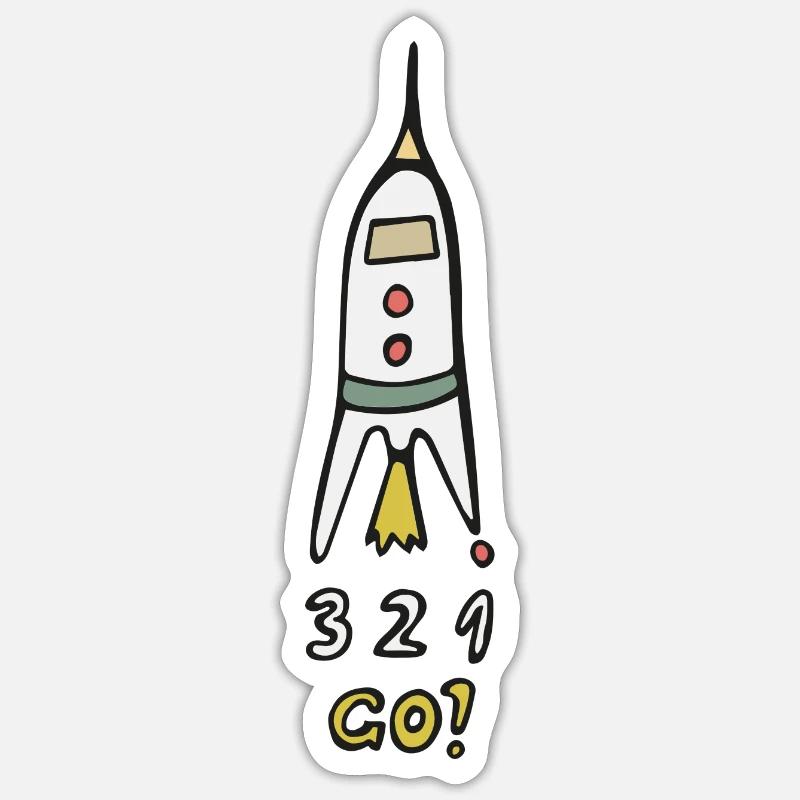 Fusée spatiale 3 2 1 Go ! Sticker taille S (10 x 10 cm)