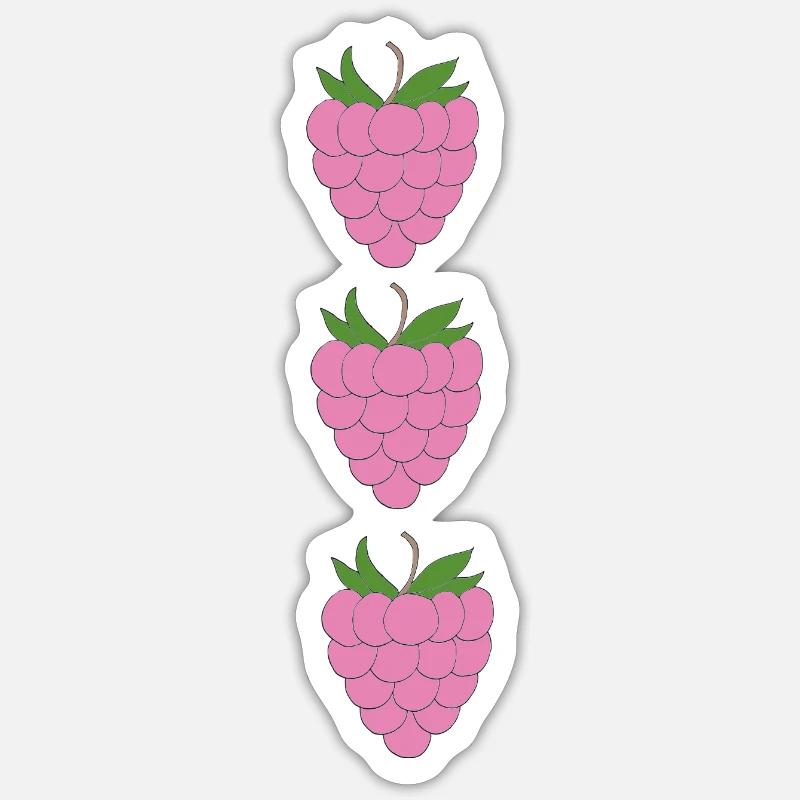 raspberries trio pattern - Sticker size S (10 x 10 cm) - white matte