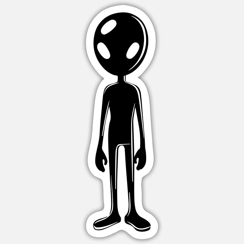 Alien Außerirdischer - Sticker taille S (10 x 10 cm) - blanc mat