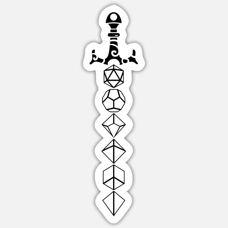 Épée de dés de donjon - Sticker taille S (10 x 10 cm) - blanc mat