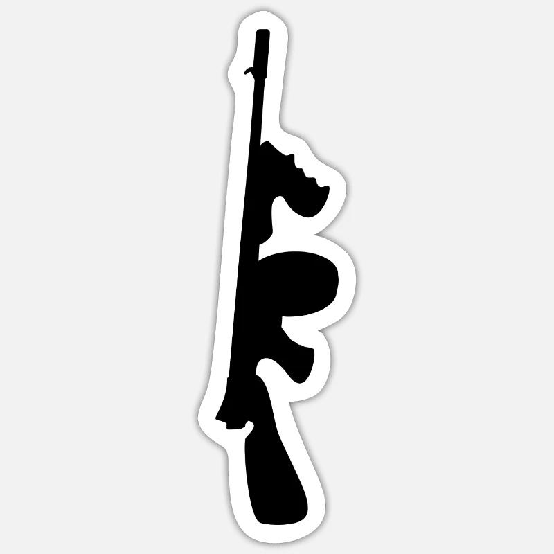 Machine gun - Sticker size S (10 x 10 cm) - white matte