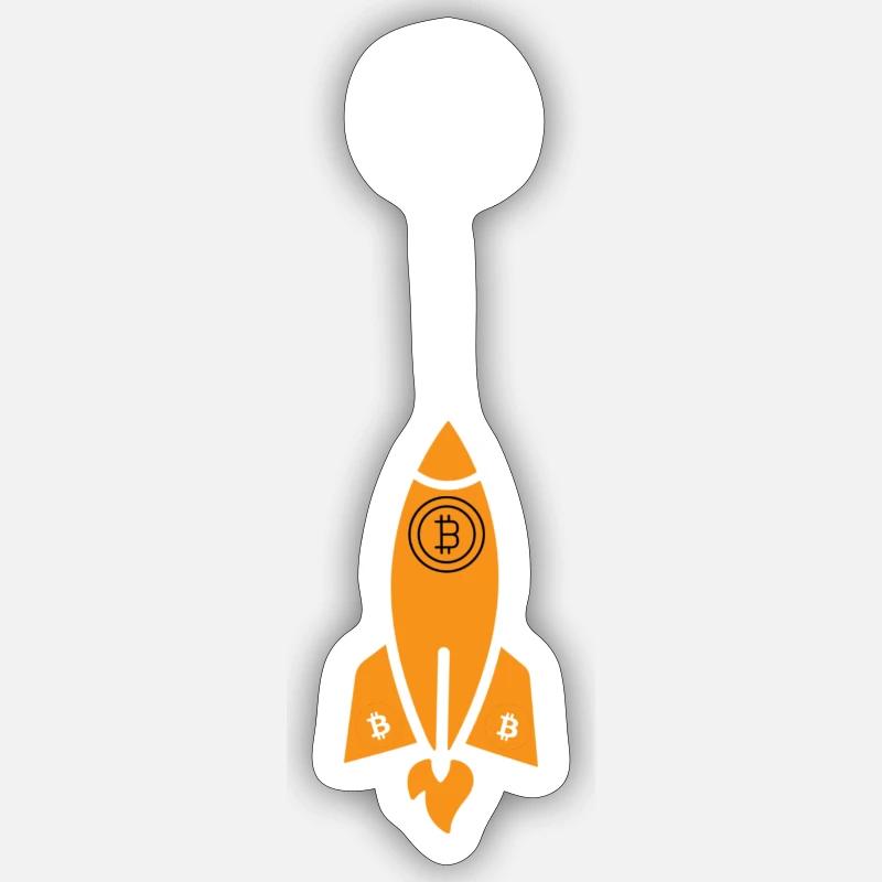 Fusée Bitcoin - Sticker taille S (10 x 10 cm) - blanc mat