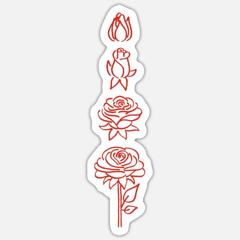 éclosion d'une fleur rouge - Sticker taille S (10 x 10 cm) - blanc mat