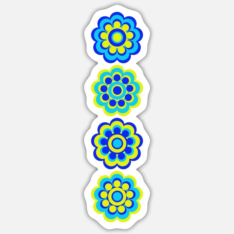 Fleurs bleues Sticker taille S (10 x 10 cm)