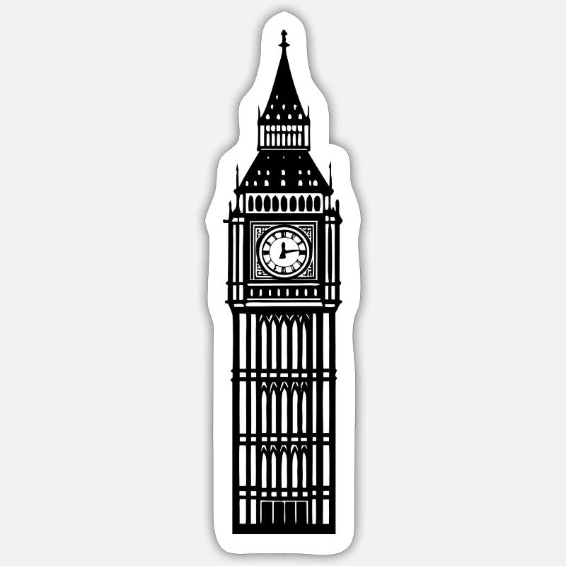 Big Ben - Sticker taille S (10 x 10 cm) - blanc mat