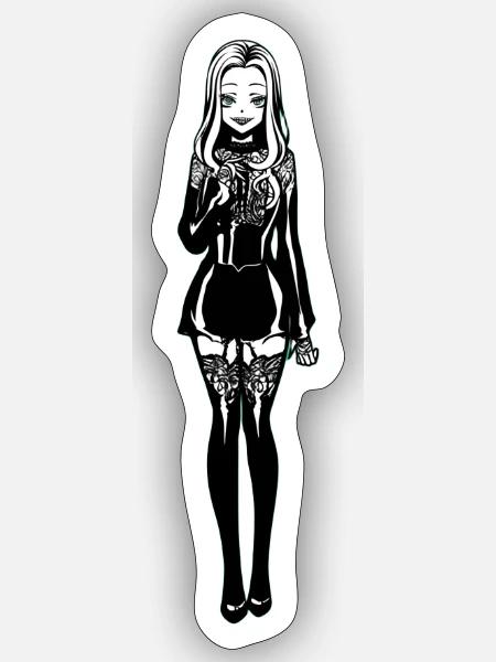 Gothic Frauenfigur Knochenmuster - Sticker Größe S (10 x 10 cm) - Mattweiß
