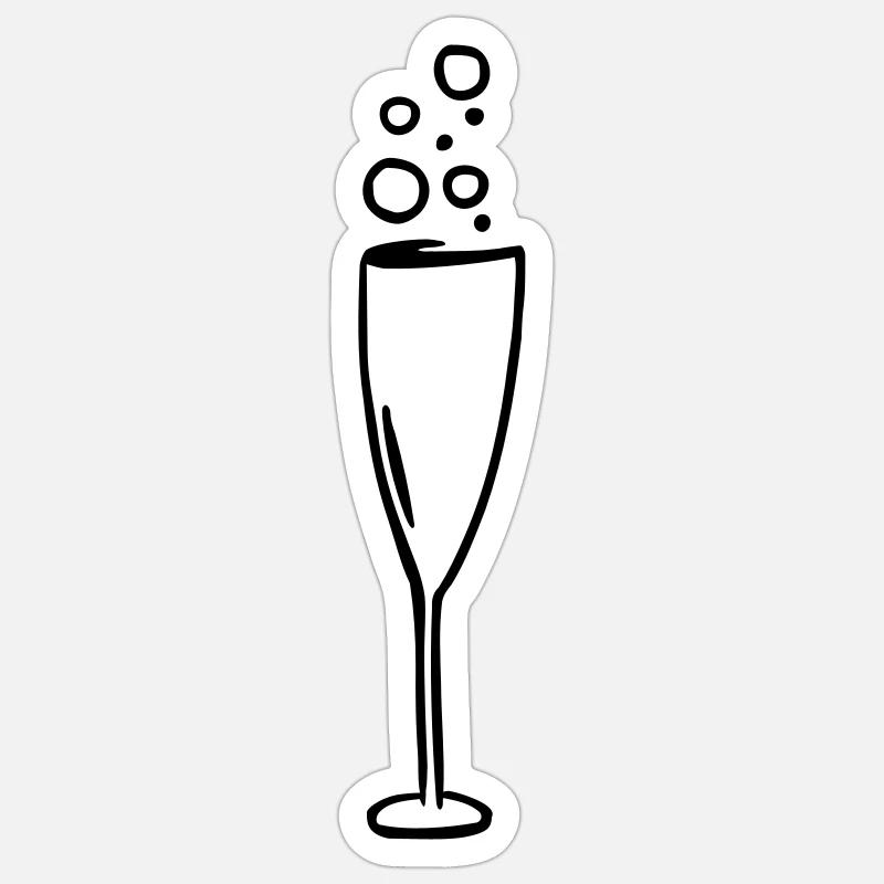 Sekt - Sticker Größe S (10 x 10 cm) - Mattweiß