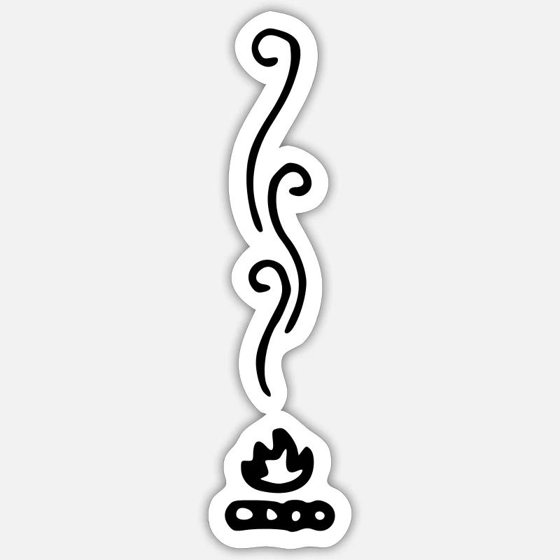 Camping feu de camp - Sticker taille S (10 x 10 cm) - blanc mat