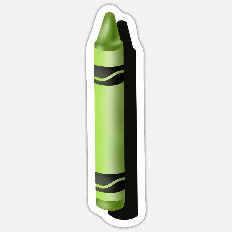 Crayon vert - dessin numérique - Sticker taille S (10 x 10 cm) - blanc mat