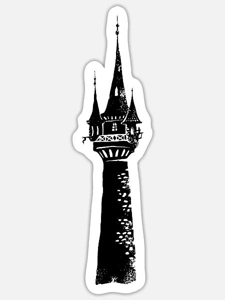 Märchen Turm - Sticker Größe S (10 x 10 cm) - Mattweiß
