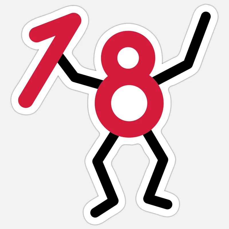 Endlich18 ! - Sticker Größe S (10 x 10 cm) - Mattweiß