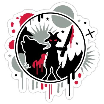 Le loup et la chèvre - Sticker taille S (10 x 10 cm) - blanc mat - Devant
