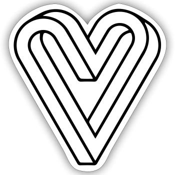 Coeur impossible, illusion optique - Sticker taille S (10 x 10 cm) - blanc mat - Devant