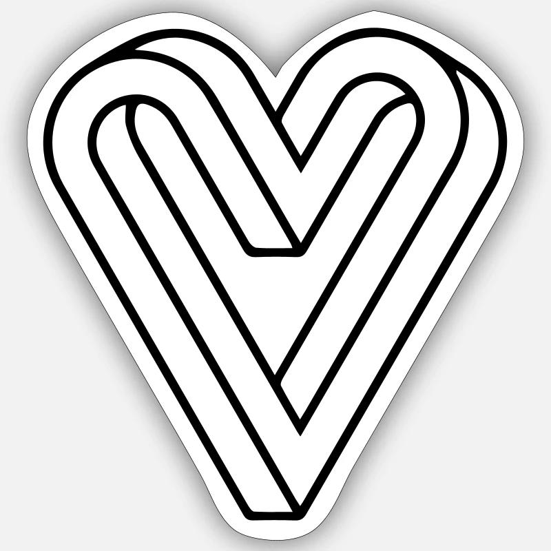 Coeur impossible, illusion optique Sticker taille S (10 x 10 cm)