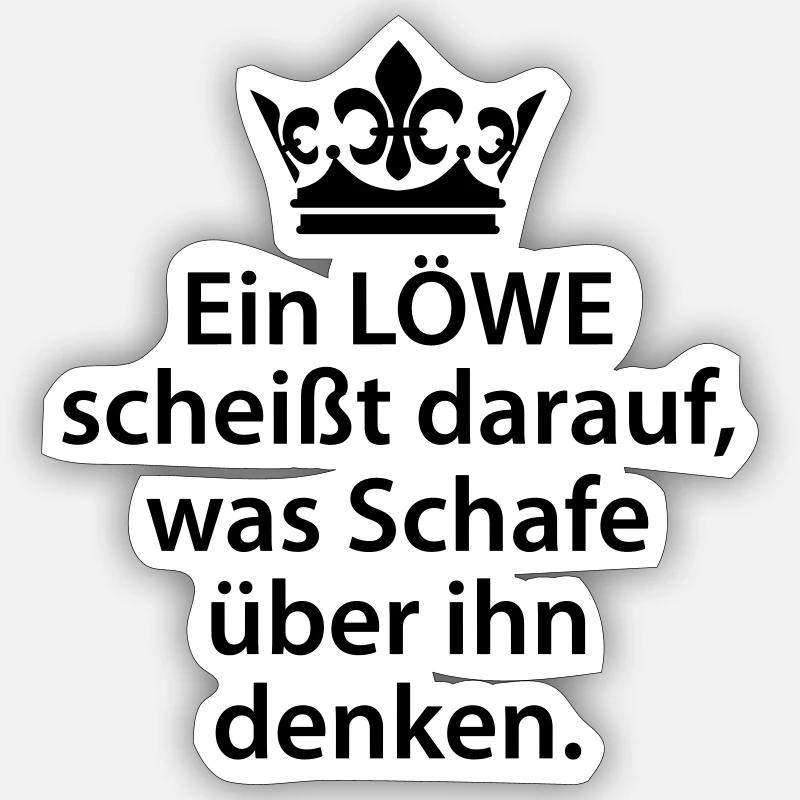Löwe scheißt darauf was Schafe denken - Sticker Größe S (10 x 10 cm) - Mattweiß
