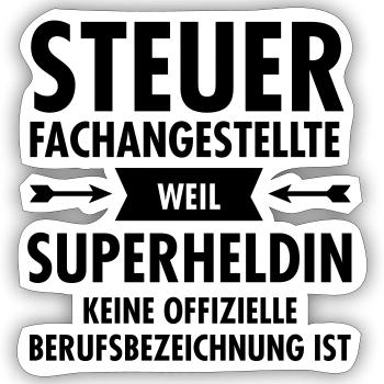Steuerfachangestellte - Superheldin - Sticker Größe S (10 x 10 cm) - Mattweiß - Vorne