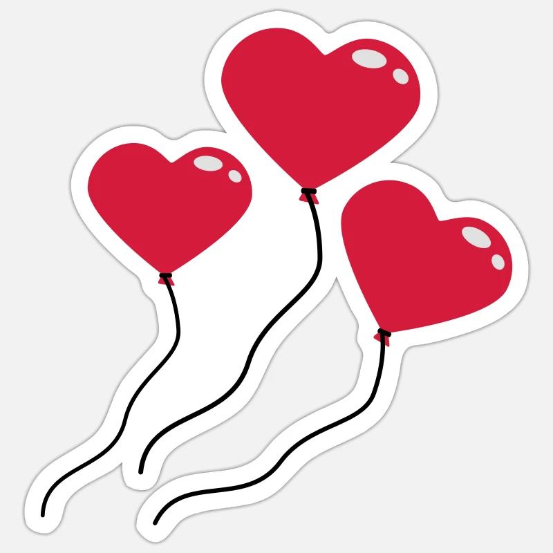 herzluftballons_3c - Sticker Größe S (10 x 10 cm) - Mattweiß