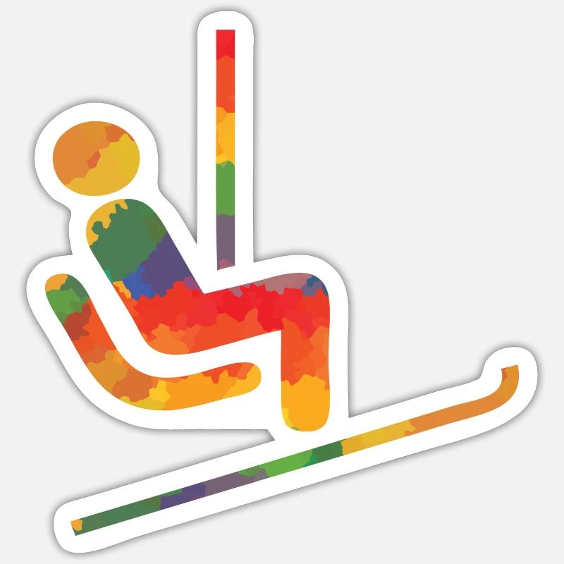Coureur de ski couleur - Sticker taille S (10 x 10 cm) - blanc mat