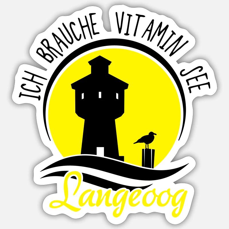Vitamin See Langeoog Wasserturm - Sticker Größe S (10 x 10 cm) - Mattweiß