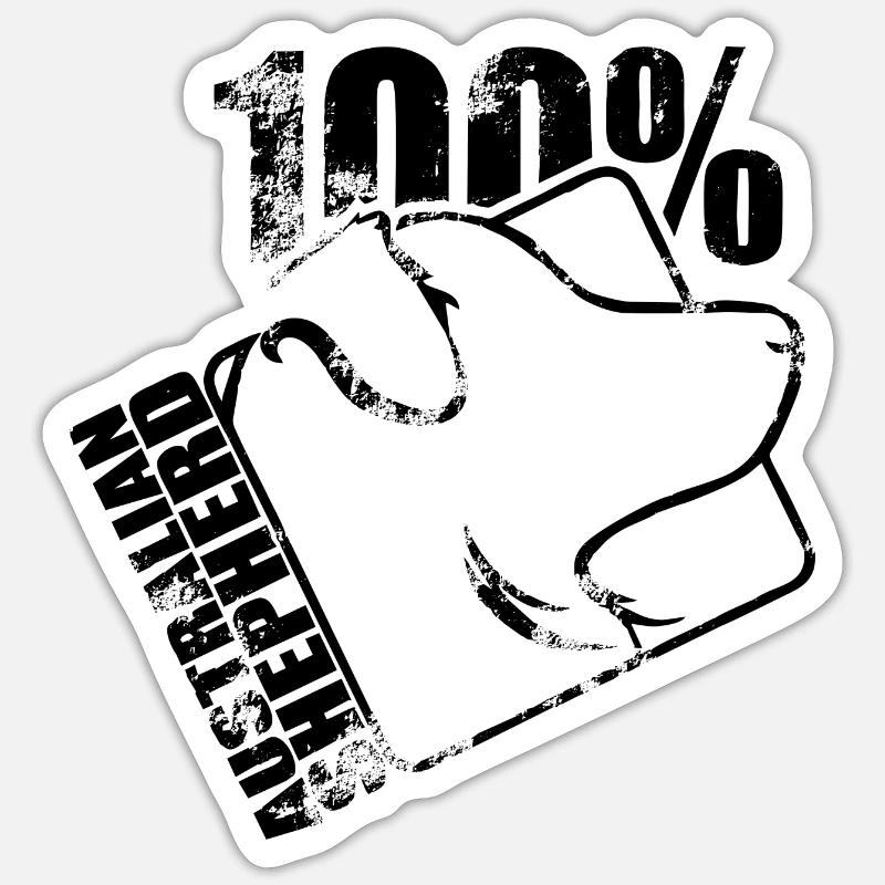 AUSTRALIAN SHEPHERD 100 Aussie Hunde Hund Wilsigns - Sticker Größe S (10 x 10 cm) - Mattweiß